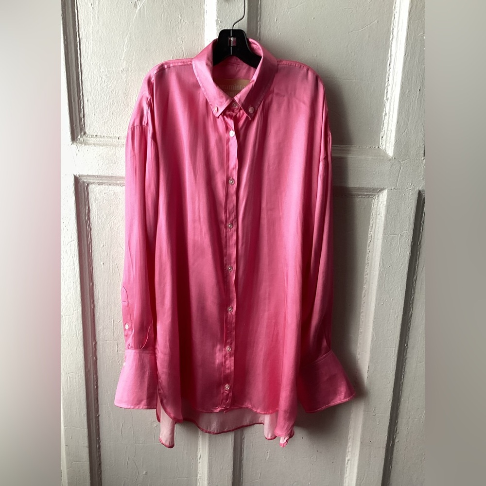 Araminta James Pink Satin Look Shirt